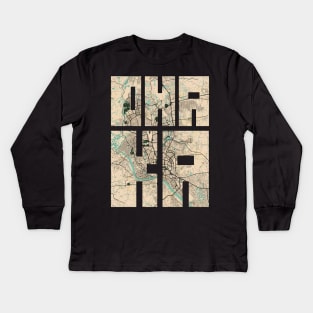 Dhaka, China City Map Typography - Vintage Kids Long Sleeve T-Shirt